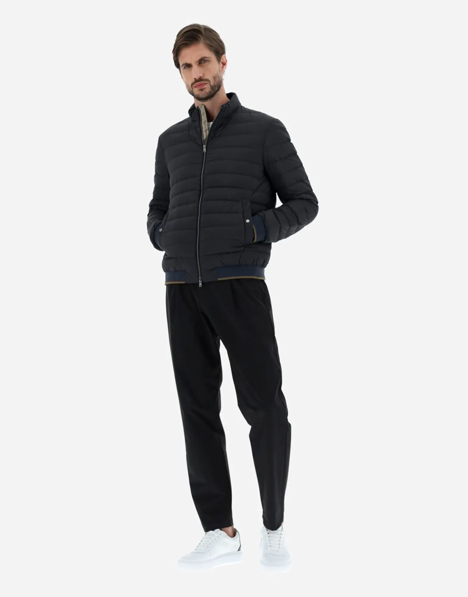 Herno Bomber Jacket In Nuage With Monogram Detailing