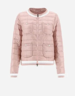 Herno Bomber Jacket In Nylon Ultralight & Striped Knit Fabric