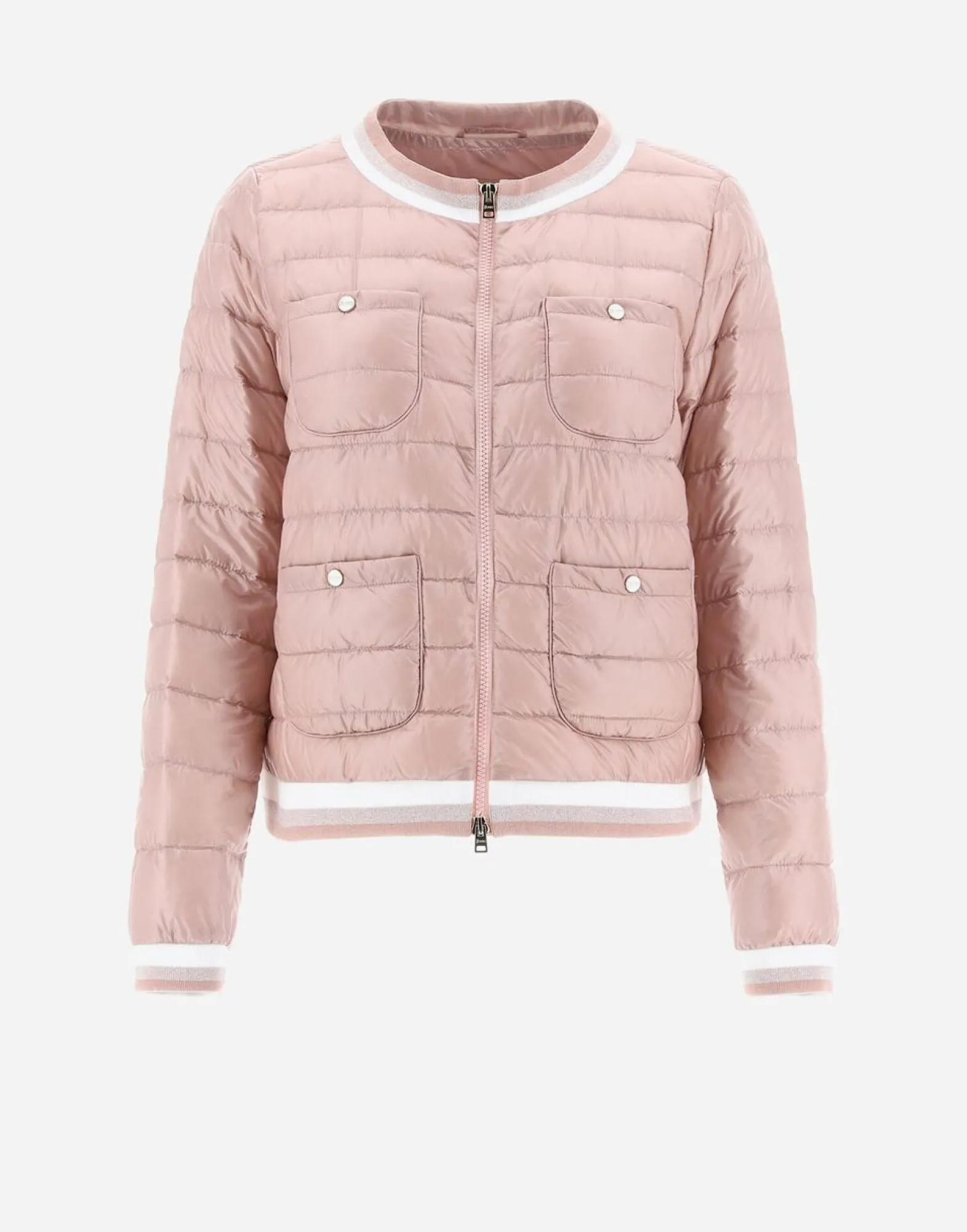 Herno Bomber Jacket In Nylon Ultralight & Striped Knit Fabric
