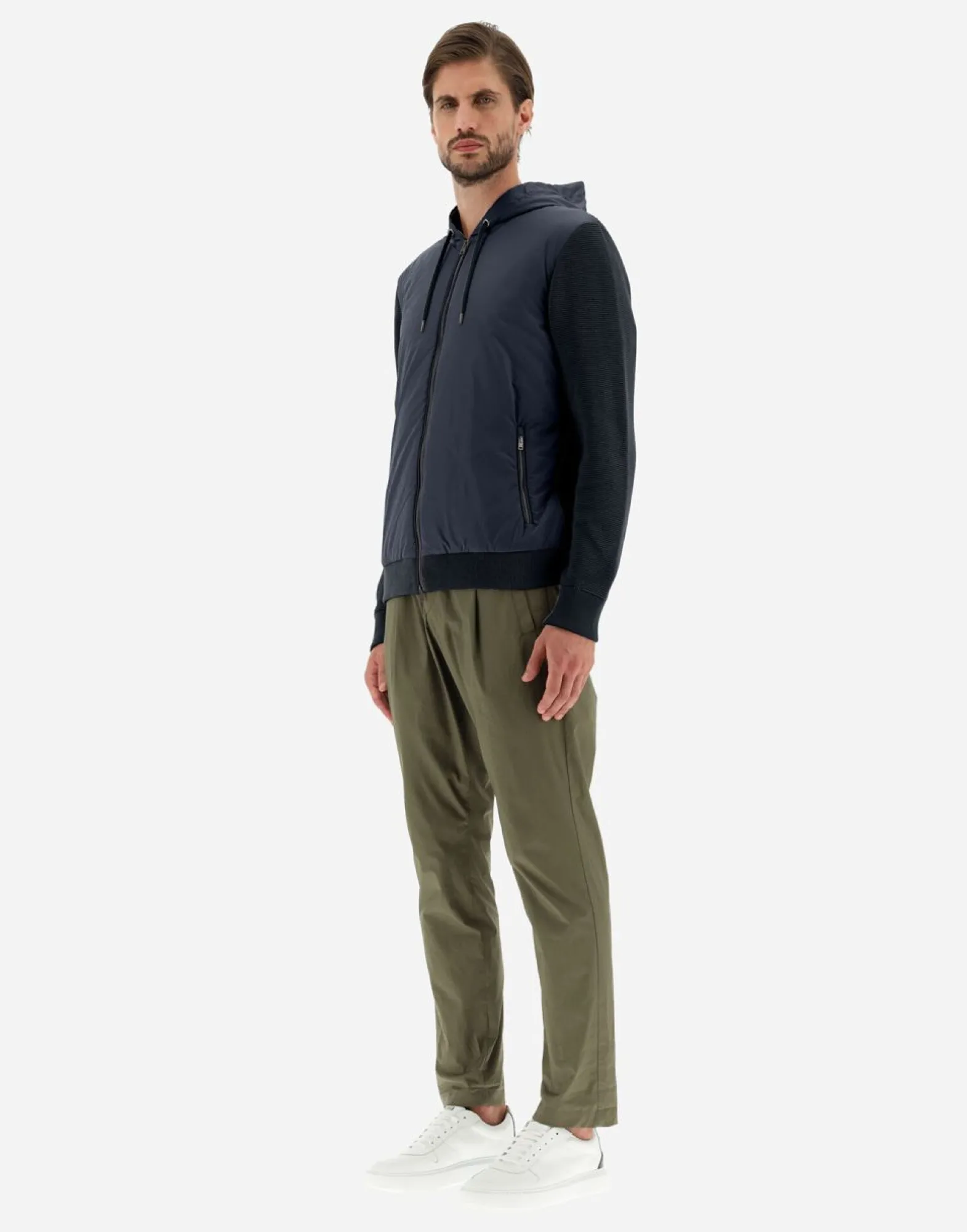 Herno Cardigan In Waffle Knit & Nylon