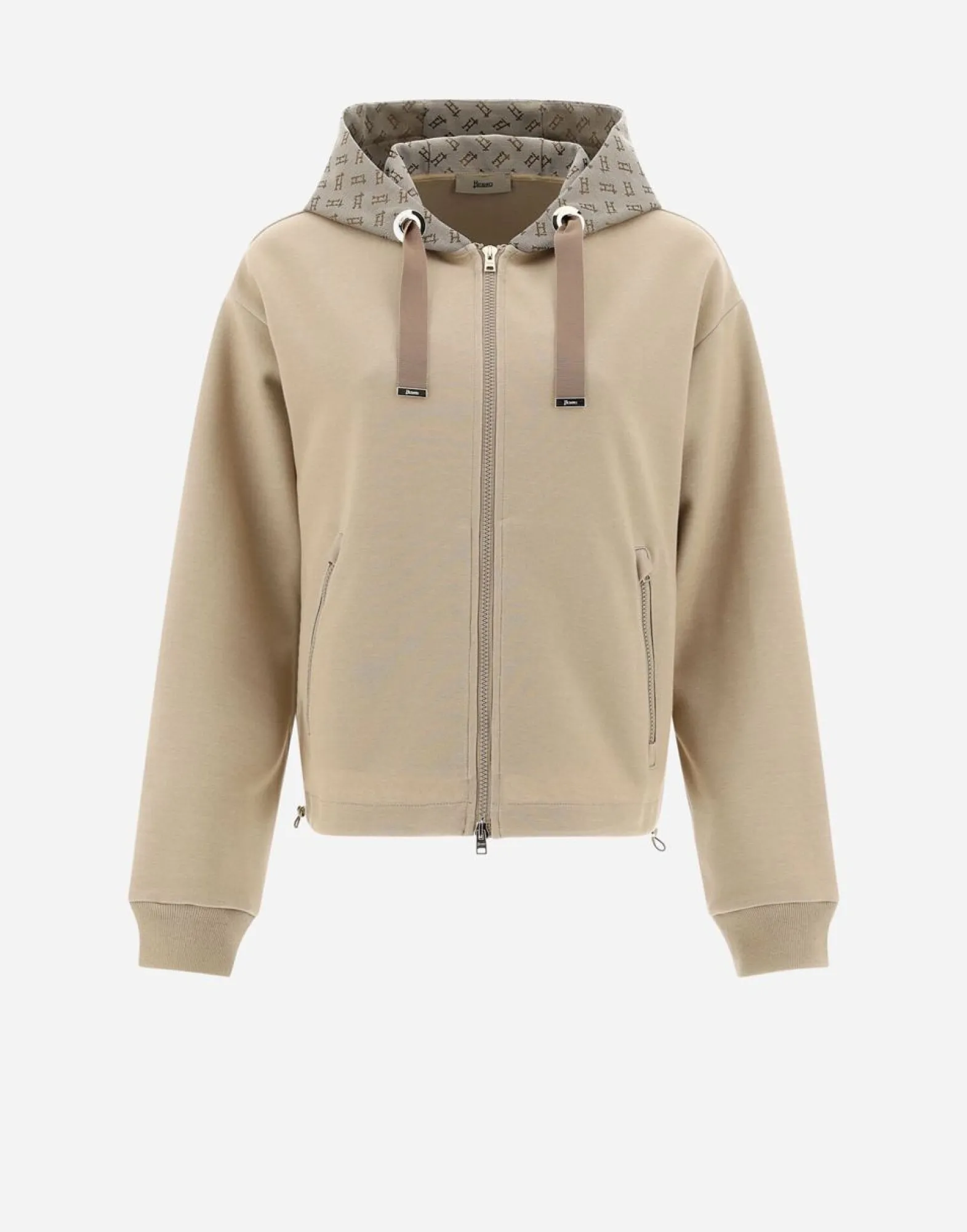 Herno Hooded Cardigan In Double Sweater & Monogram