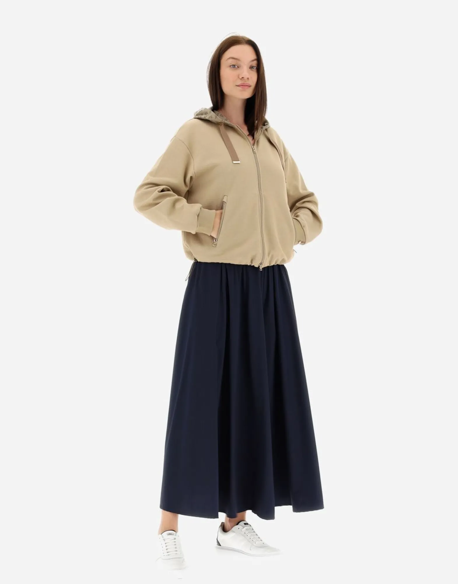 Herno Hooded Cardigan In Double Sweater & Monogram