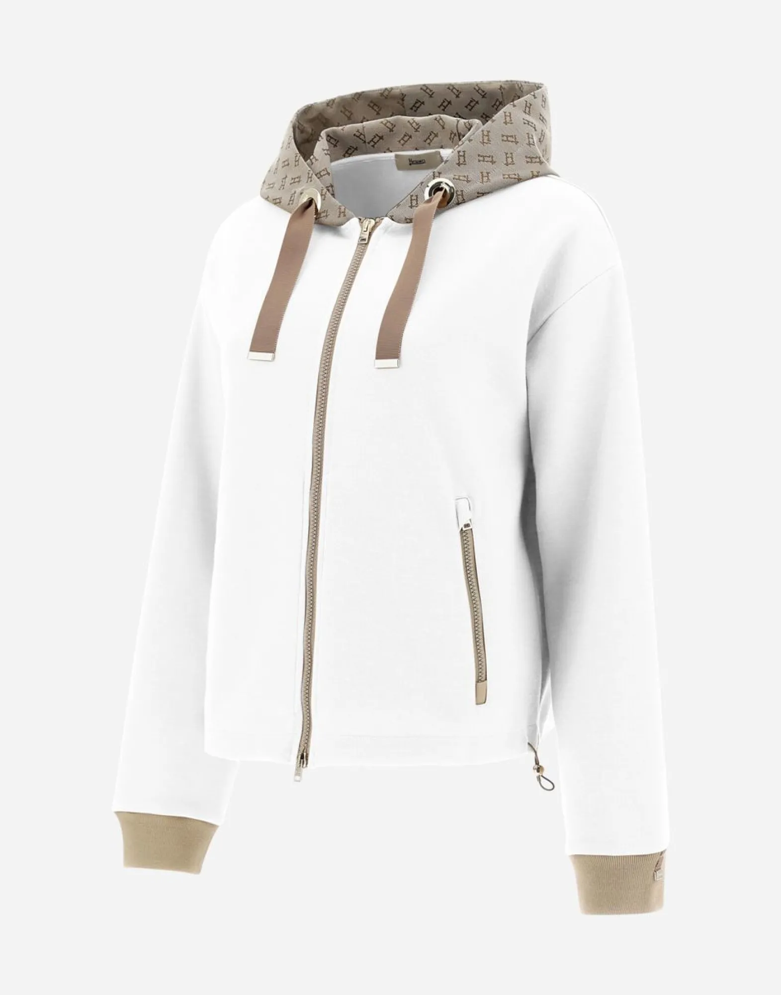 Herno Hooded Cardigan In Double Sweater & Monogram