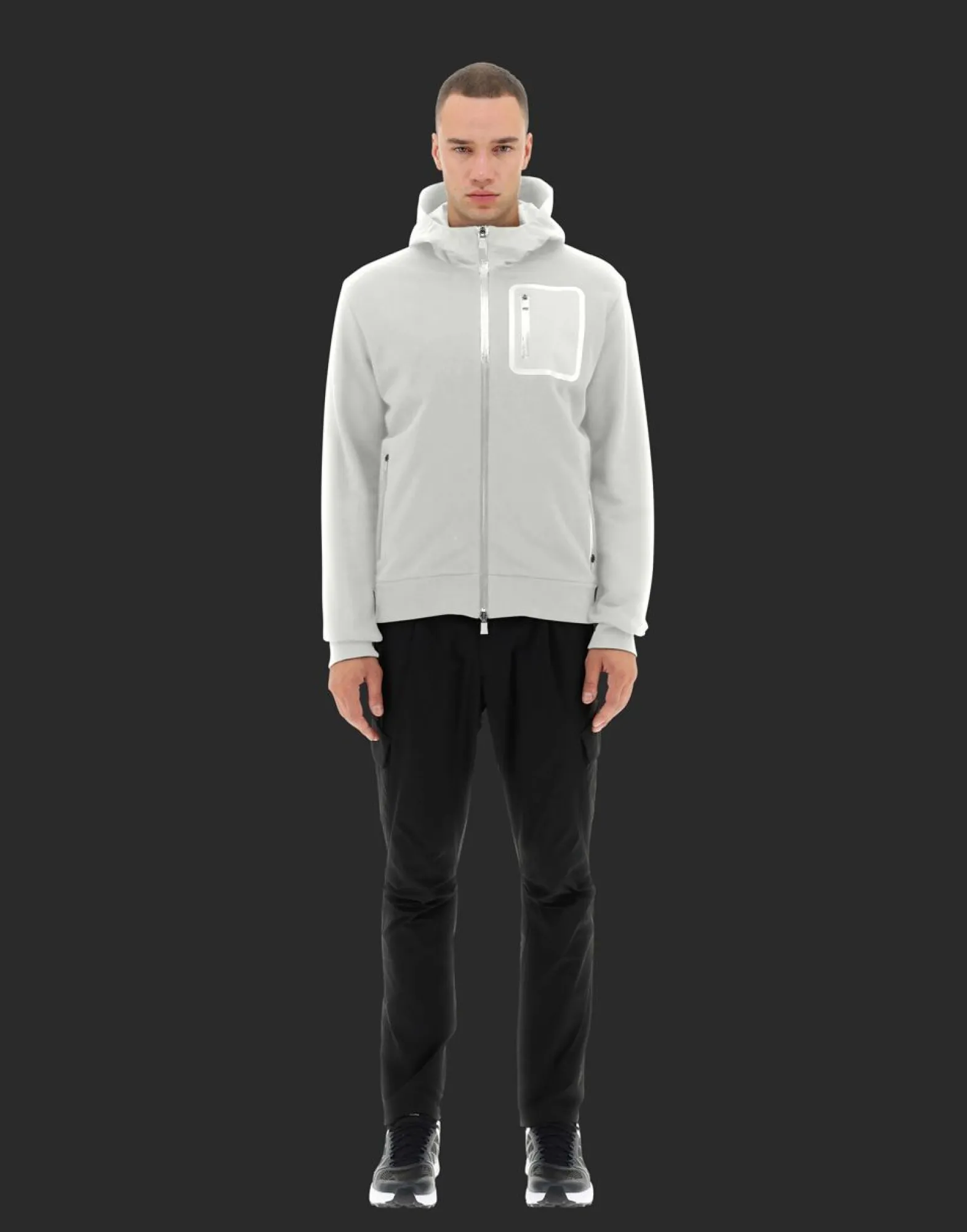 Herno Laminar Bomber Jacket In Cotton Sweater With Nylon Details