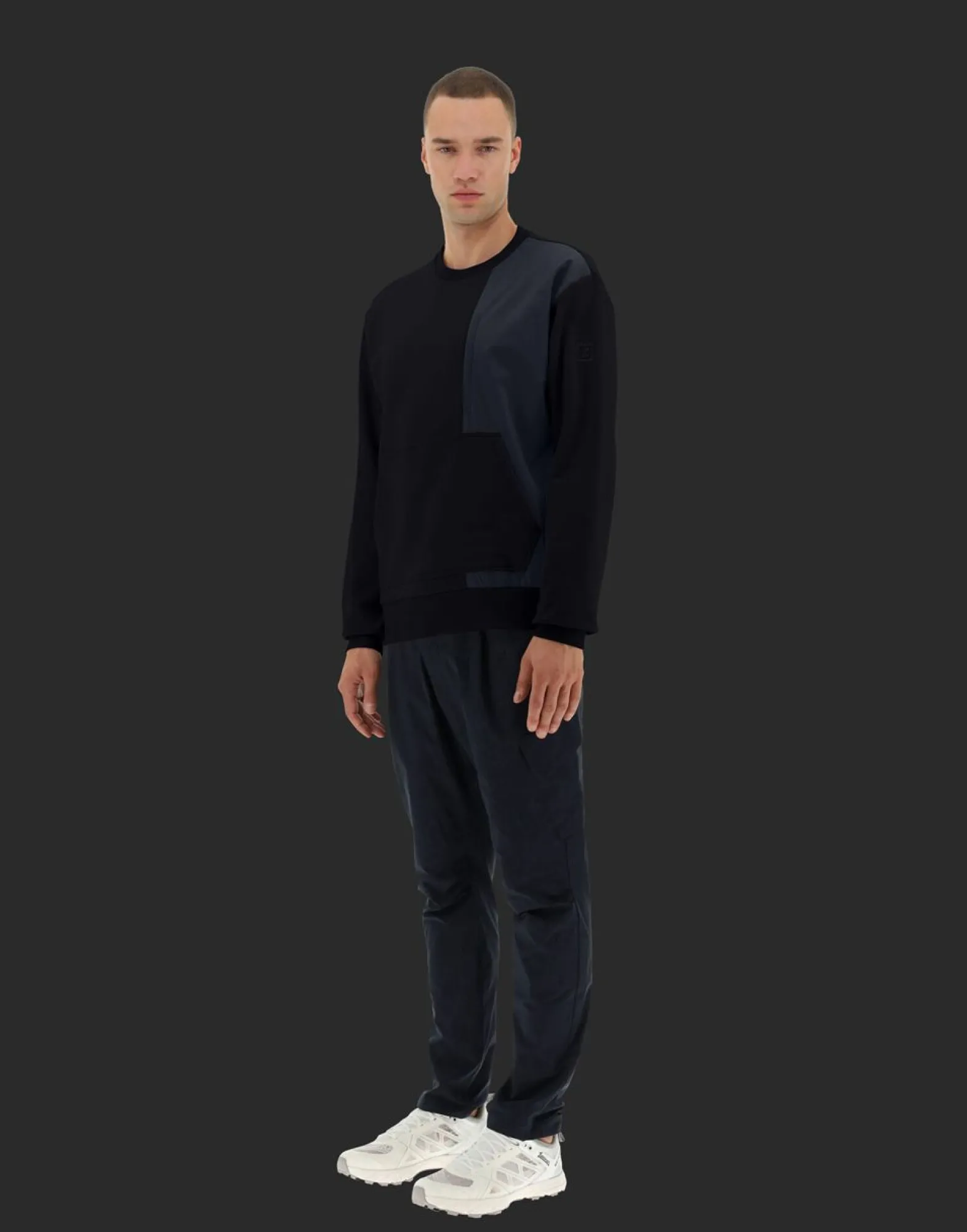 Herno Laminar Sweatshirt In Cotton Sweater With Nylon Details