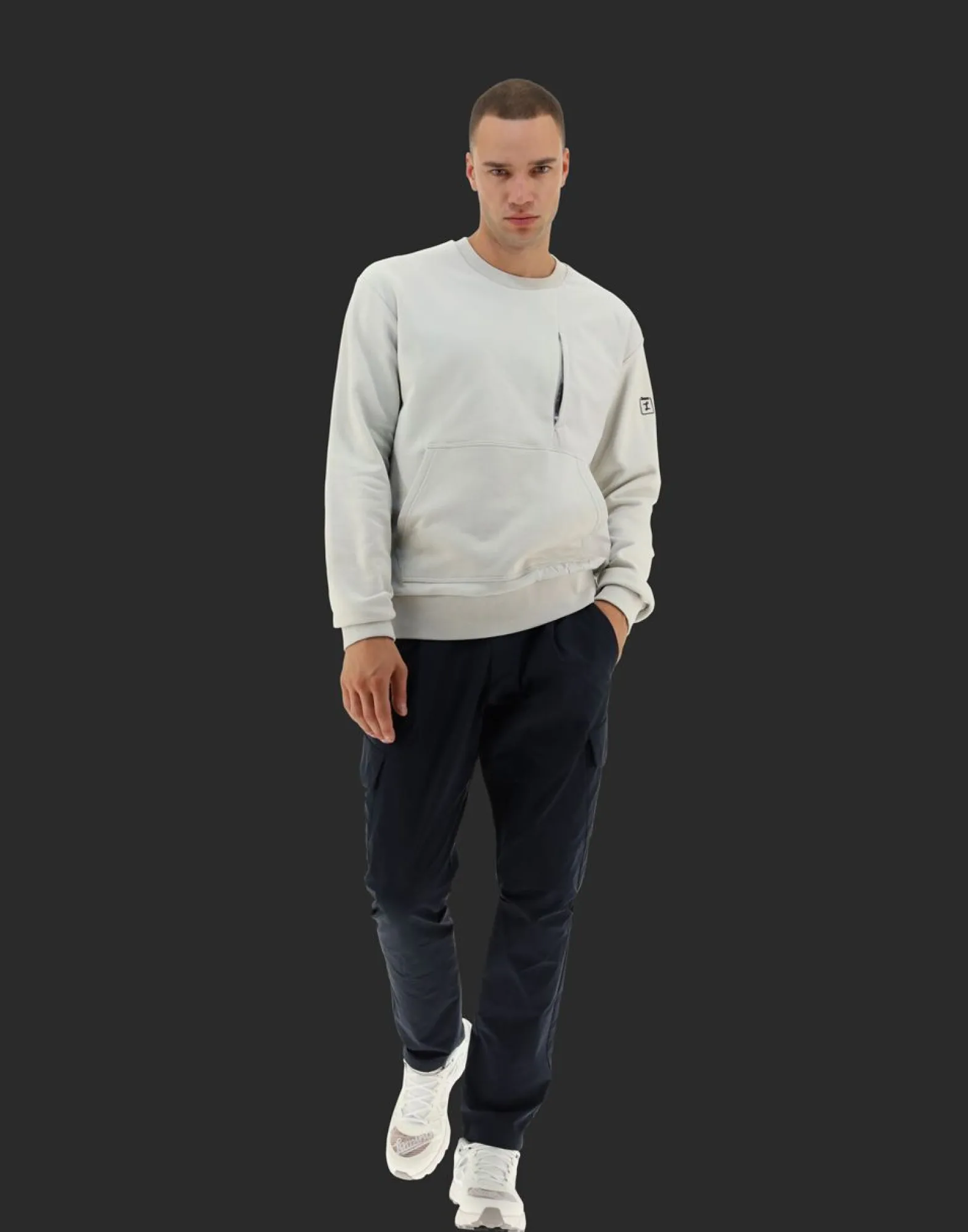 Herno Laminar Sweatshirt In Cotton Sweater With Nylon Details