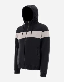 Herno Resort Bomber Jacket In Infinity Mix Knit & Ponente