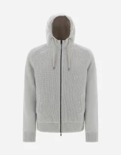 Herno Resort Bomber Jacket In Infinity Mix Knit & Rev Ponente