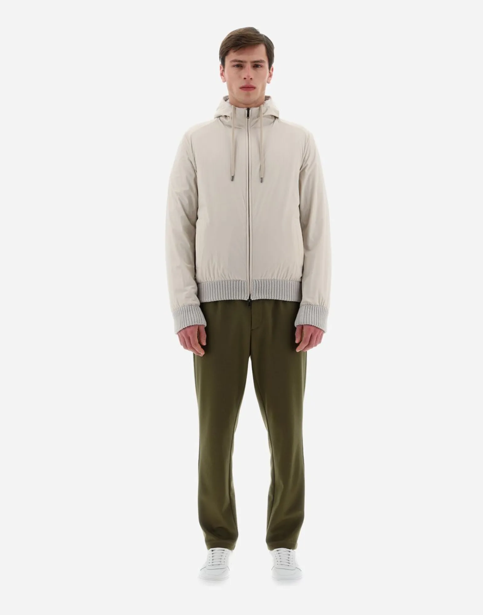 Herno Resort Bomber Jacket In Infinity Mix Knit & Rev Ponente