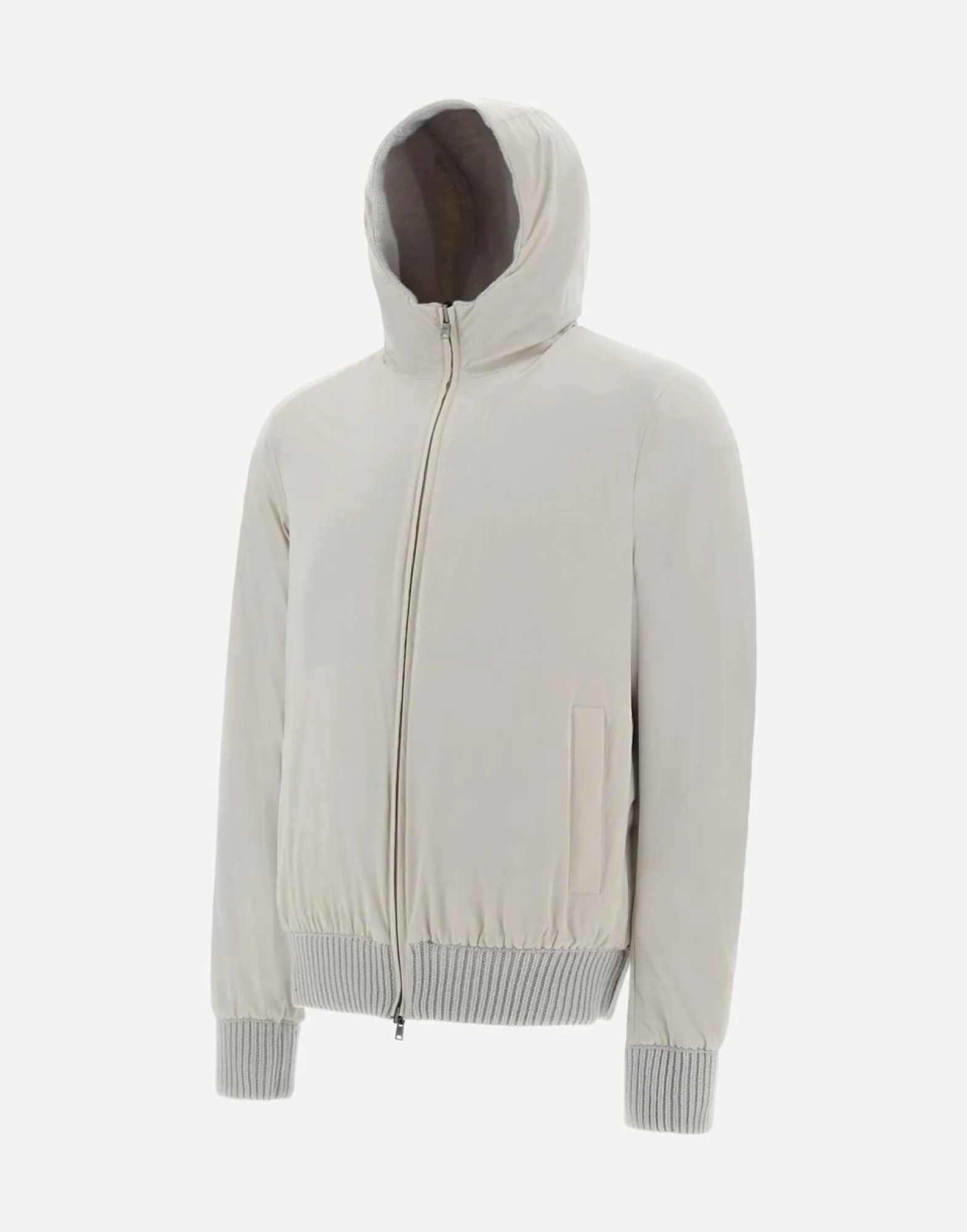 Herno Resort Bomber Jacket In Infinity Mix Knit & Rev Ponente