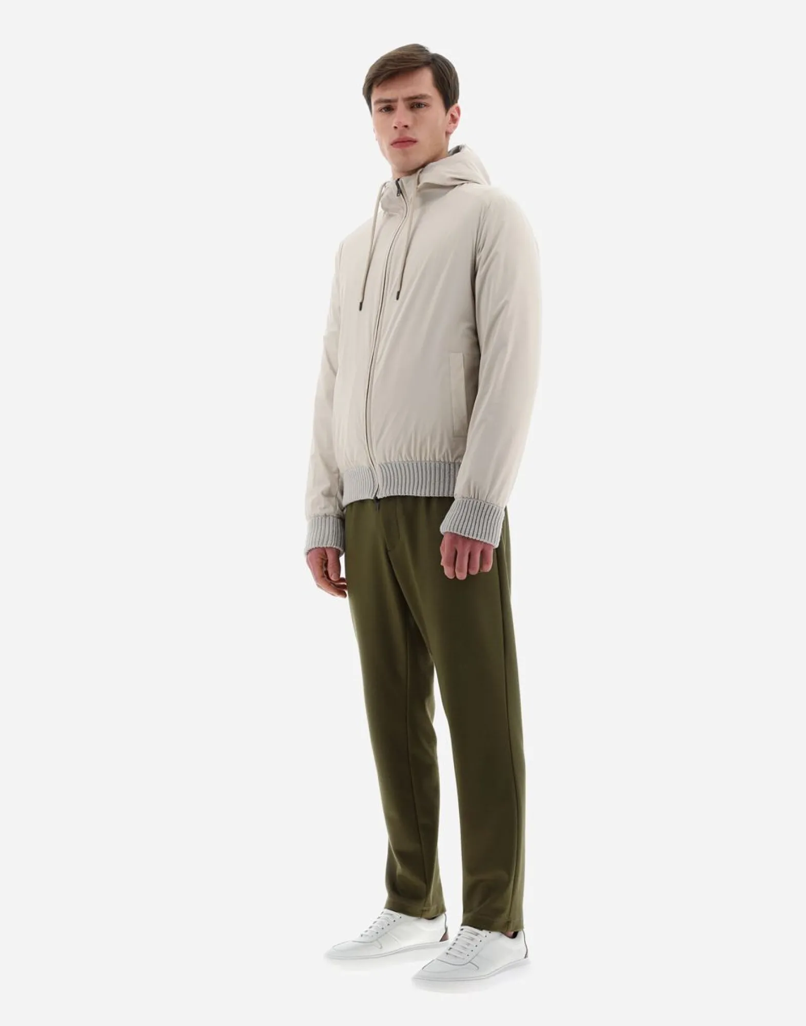 Herno Resort Bomber Jacket In Infinity Mix Knit & Rev Ponente