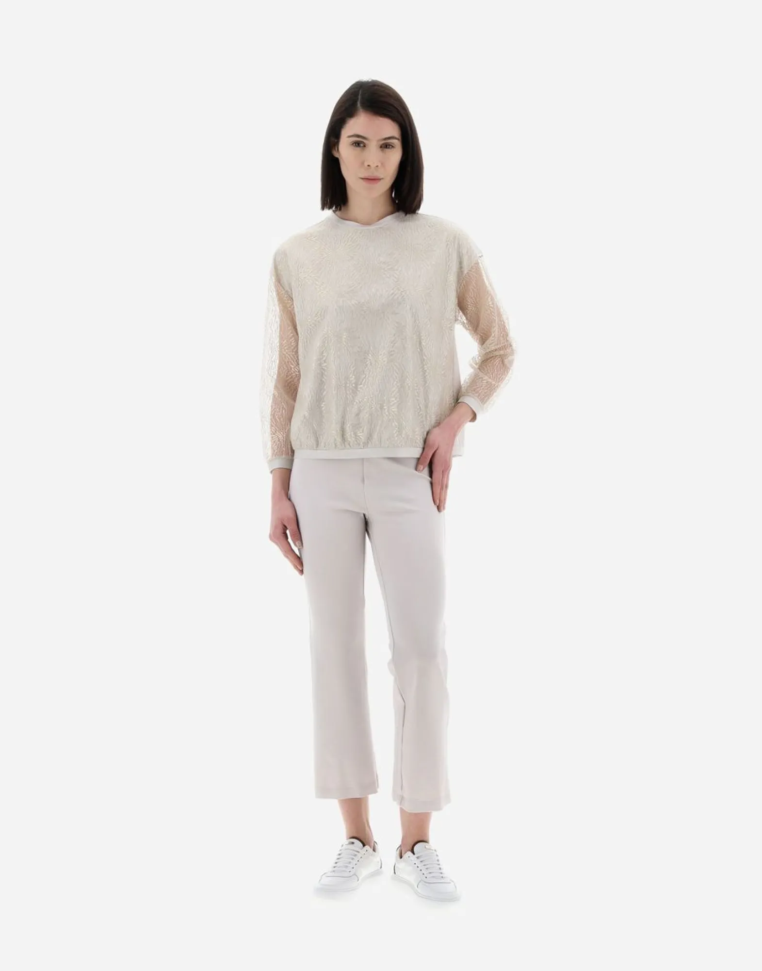 Herno Resort T-Shirt In Chic Cotton Jersey & New Lace