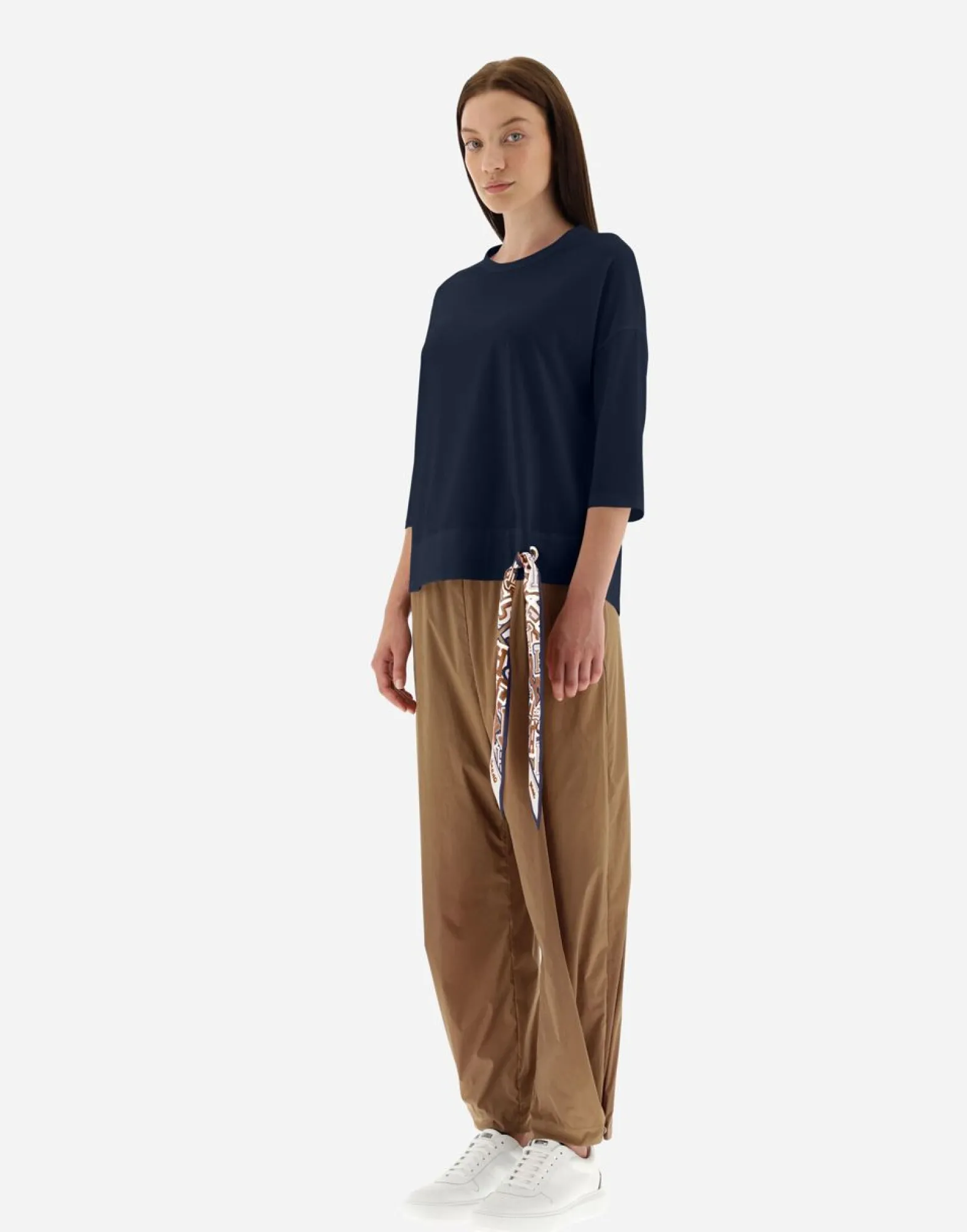 Herno T-Shirt In Superfine Cotton Stretch With Bubble Scarf