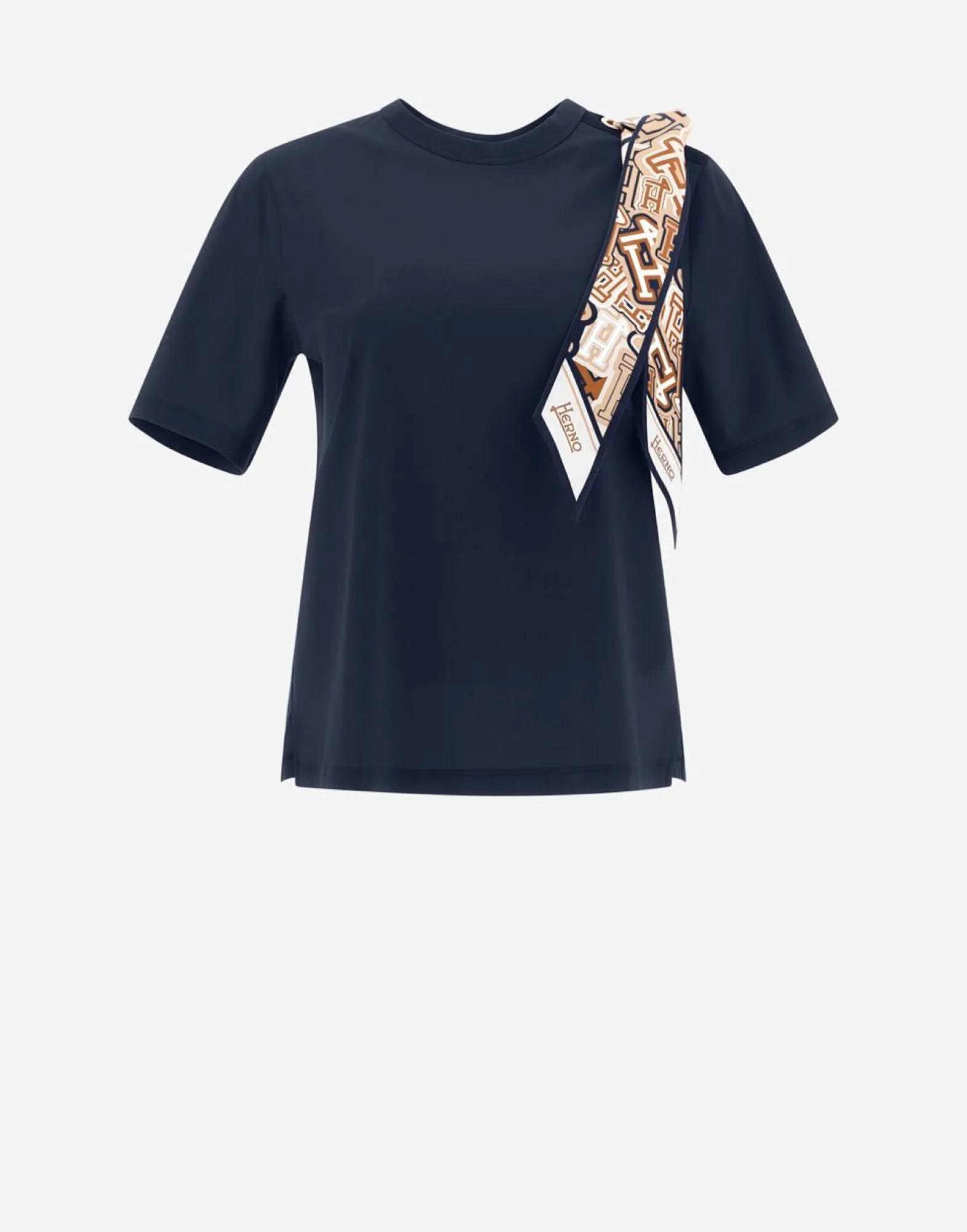 Herno T-Shirt In Superfine Cotton Stretch With Bubble Scarf