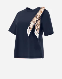 Herno T-Shirt In Superfine Cotton Stretch With Bubble Scarf