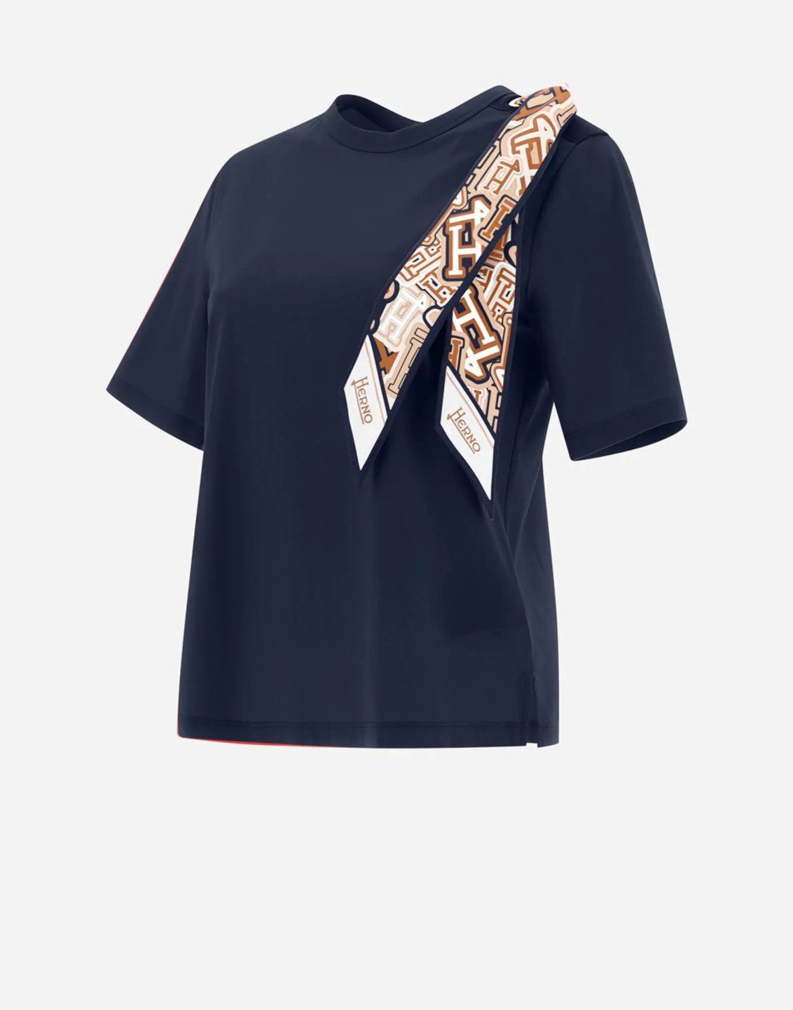 Herno T-Shirt In Superfine Cotton Stretch With Bubble Scarf