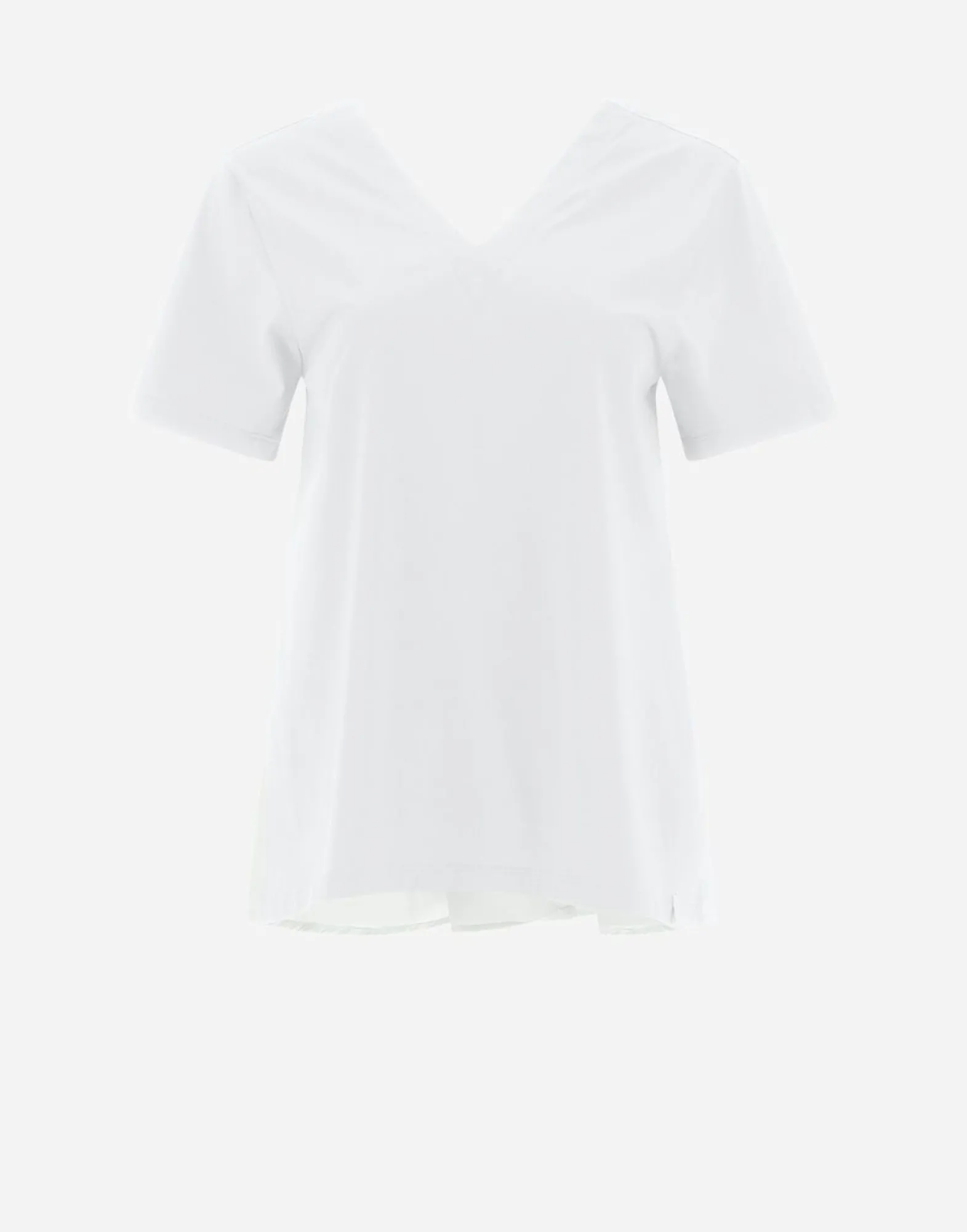 Herno V-Neck T-Shirt In Chic Cotton Jersey & New Techno Taffeta