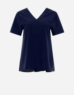 Herno V-Neck T-Shirt In Chic Cotton Jersey & New Techno Taffeta