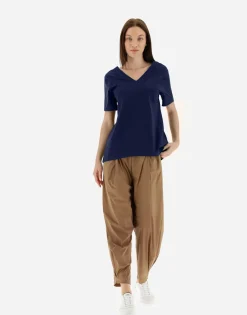 Herno V-Neck T-Shirt In Chic Cotton Jersey & New Techno Taffeta