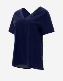 Herno V-Neck T-Shirt In Chic Cotton Jersey & New Techno Taffeta