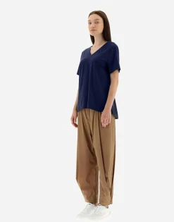 Herno V-Neck T-Shirt In Chic Cotton Jersey & New Techno Taffeta